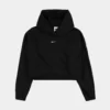 Nike DIM Fleece French Terry Crop Pullover Womens Hoodie (Black)