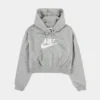 Nike NSW Club Fleece Crop Womens Hoodie (Grey/White)
