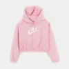 Nike NSW Club Fleece Crop Womens Hoodie (Pink/White)