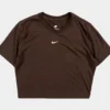 Nike NSW Essential Slim Fit Crop Womens Short Sleeve Shirt (Brown)