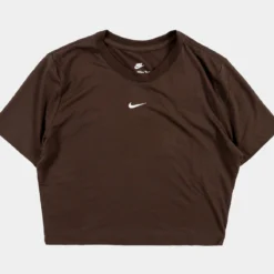 Nike NSW Essential Slim Fit Crop Womens Short Sleeve Shirt (Brown)