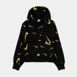 Nike NSW AOP Logo Womens Hoodie (Black/Gold)