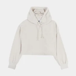 Nike Velour MOD Crop Pullover Womens Hoodie (Beige)