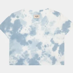 Carine Crop Tie Dye Womens T-Shirt (Blue)