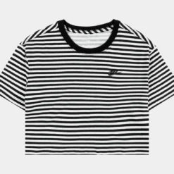 Nike NSW Essential Crop Womens Short Sleeve Shirt (Black/White)