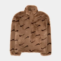 Nike NSW AOP Faux Fur Jacket Womens Jacket (Brown)