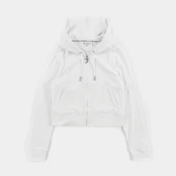 Juicy Couture OG Bling Velour Womens Hoodie (White)