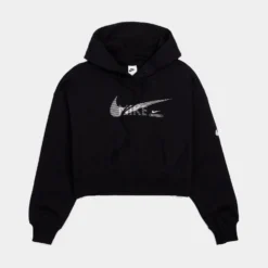 Nike NSW Swoosh Fleece Pullover Womens Hoodie (Black)