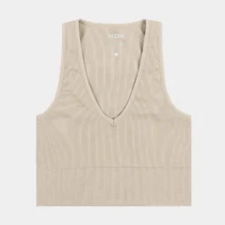 Avery Tank Womens Short Sleeve Shirt (Beige)