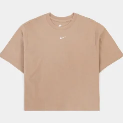 Nike NSW Essentials Boxy Womens Short Sleeve Shirt (Brown)