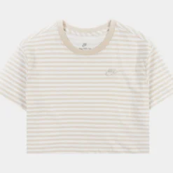 Nike NSW Essential Crop Womens Short Sleeve Shirt (Beige/White)
