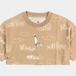 Jordan Artist Series By Parker Duncan Cropped Womens Short Sleeve Shirt (Beige)