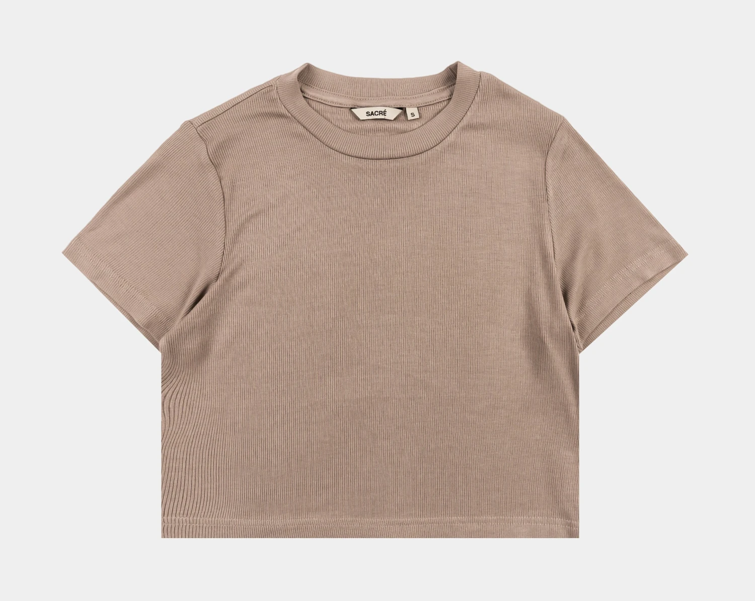 Raena Ribbed Womens Short Sleeve Shirt (Brown) 1 Raena Ribbed Womens Short Sleeve Shirt (Brown)