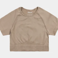 Stacia Rashguard Crop Womens Short Sleeve Shirt (Brown)