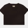 Carine Crop Washed Womens T-Shirt (Black)