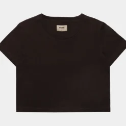 Carine Crop Washed Womens T-Shirt (Black)