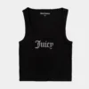 Juicy Couture Bling U Neck Womens Tank Top (Black)