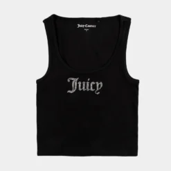 Juicy Couture Bling U Neck Womens Tank Top (Black)