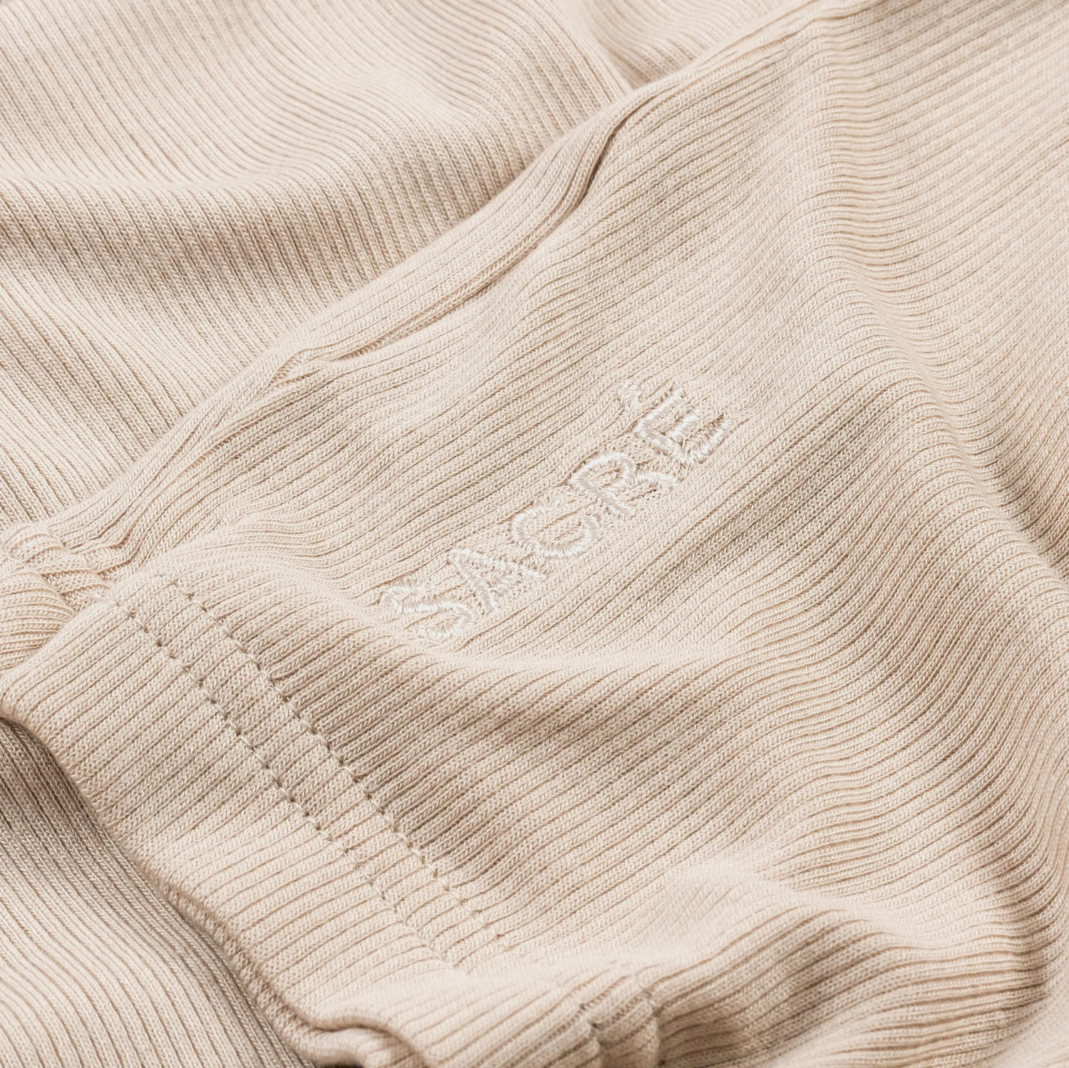 Raena Ribbed Womens Short Sleeve Shirt (Beige) 2 Raena Ribbed Womens Short Sleeve Shirt (Beige) - Image 2