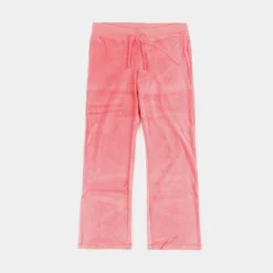 Juicy Couture Malibu Small Bling Velour Track Womens Pants (Pink)
