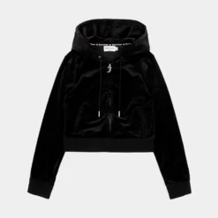 Juicy Couture OG Bling Velour Womens Hoodie (Black)
