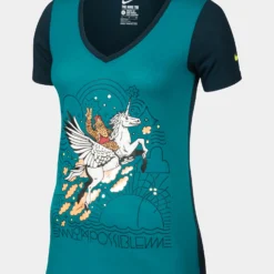 Nike Emory Maughan V-Neck Womens T-Shirt (Green/Blue)