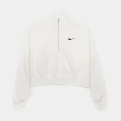 Nike NSW Phoenix Fleece Oversized Half-Zip Crop Womens Hoodie (White)