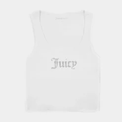 Juicy Couture Bling U Neck Womens Tank Top (White)
