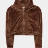 Solei Velour Hoodie Womens Hoodie (Driftwood Brown)