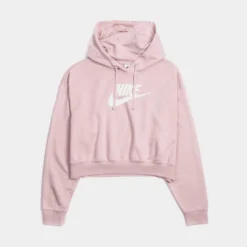 Nike NSW Club Cropped Fleece Womens Hoodie (Pink)