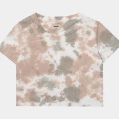 Carine Crop Tie Dye Womens T-Shirt (Beige/White)