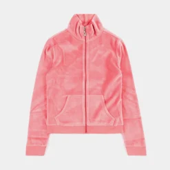 Juicy Couture Ombre Bling Velour Mockneck Track Womens Jacket (Pink)